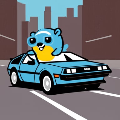 Go Blue Gopher drives a DeLorean.