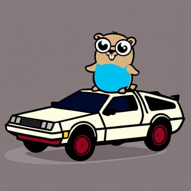 Go Blue Gopher drives a DeLorean.