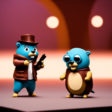 Go Blue Gopher talking to another gopher with a Back to the Future theme.