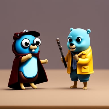 Go Blue Gopher talking to another gopher with a Back to the Future theme.