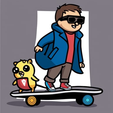 Go Blue Gopher as Marty McFly from Back to the Future, on a hoverboard and Nikes.