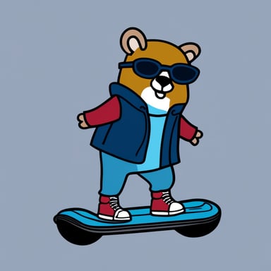 Go Blue Gopher dressed as Marty McFly on hoverboard.