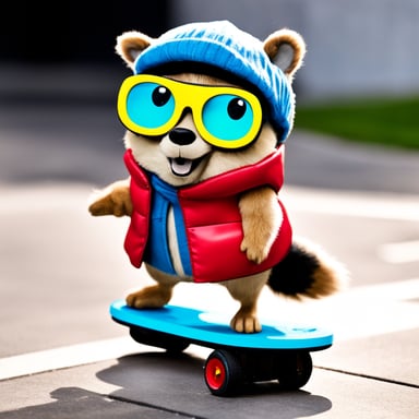 Go Blue Gopher dressed as Marty McFly on hoverboard.
