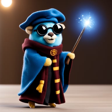 Go Blue Gopher as Harry Potter with the Elder Wand and performing magic.