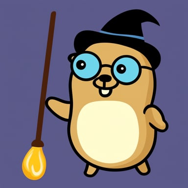 Go Blue Gopher as Harry Potter with the Elder Wand and performing magic.