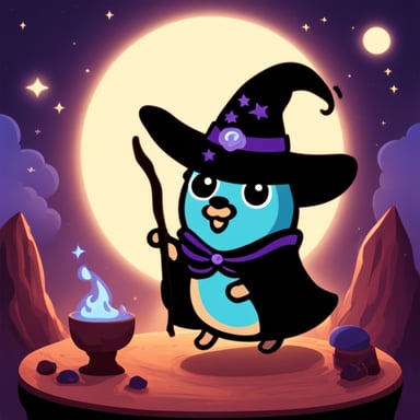 Go Blue Gopher as a witch gopher with black magic