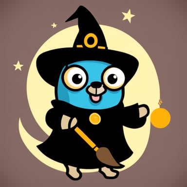 Go Blue Gopher as a witch gopher with black magic