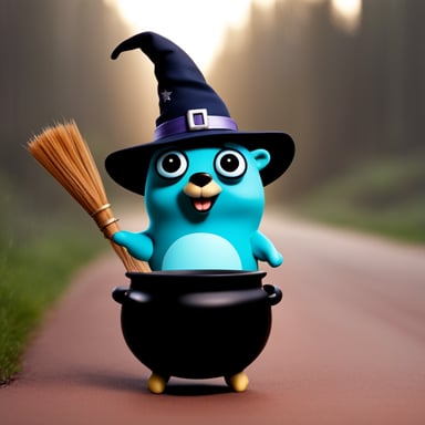 Go Blue Gopher as a witch gopher with black magic