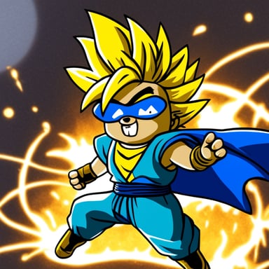 Go Blue Gopher as Super Saiyan fighting with another.
