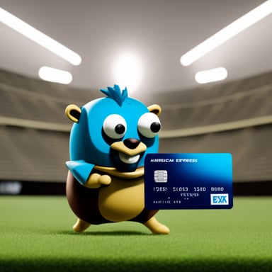 Go blue gopher with American Express credit card