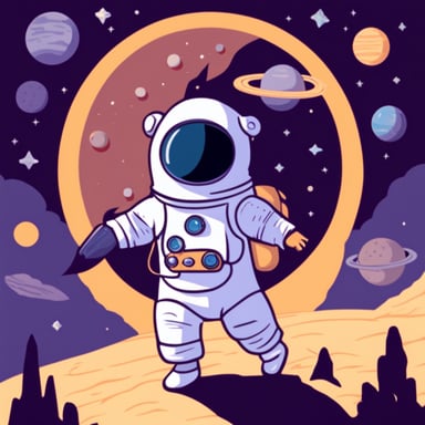 Go Blue Gopher as a spaceman in space.