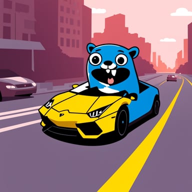 Go Blue Gopher driving a Lamborghini.