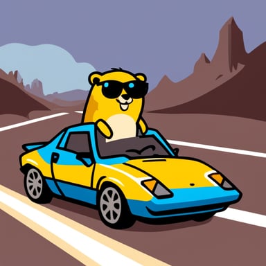 Go Blue Gopher driving a Lamborghini.