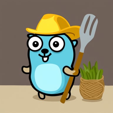 Go Blue Gopher as a farmer