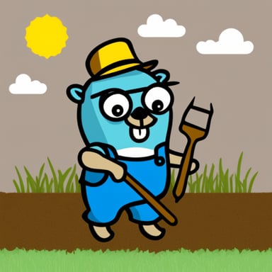 Go Blue Gopher as a farmer