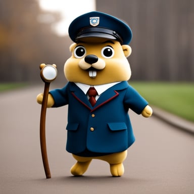 Go Blue Gopher as a 1940s German character with a mustache
