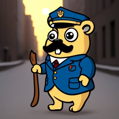 Go Blue Gopher as a 1940s German character with a mustache