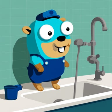 Go Blue Gopher as a plumber