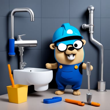 Go Blue Gopher as a plumber