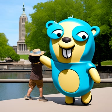 Go Blue Gopher as the Statue of Liberty