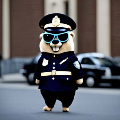 Go Blue Gopher as a police officer in the UK.