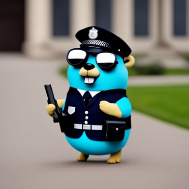 Go Blue Gopher as a police officer in the UK.