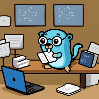 Go Blue Gopher writing idiomatic Golang code