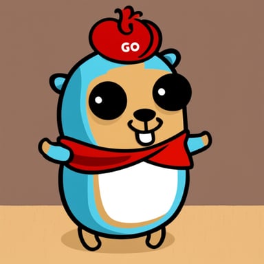 Go blue gopher wearing paprika costume.