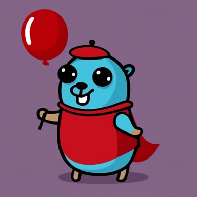 Go blue gopher wearing paprika costume.