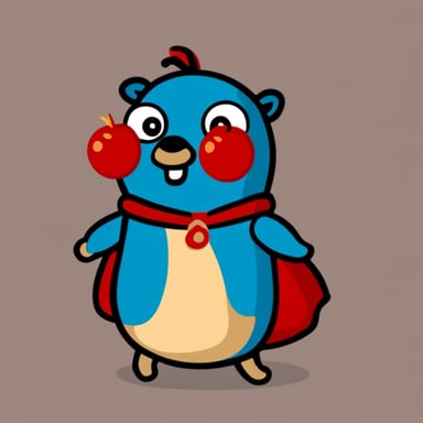 Go blue gopher wearing paprika costume.