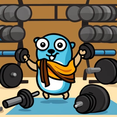Go Blue Gopher as gym bro