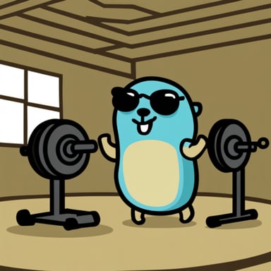 Go Blue Gopher as gym bro