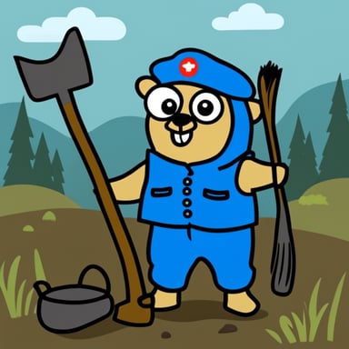 Go Blue Gopher as a Russian countryside worker.