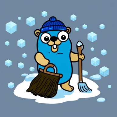 Go Blue Gopher is busy scraping ice.