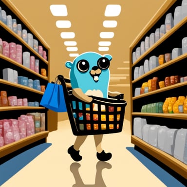Go Blue Gopher goes shopping.