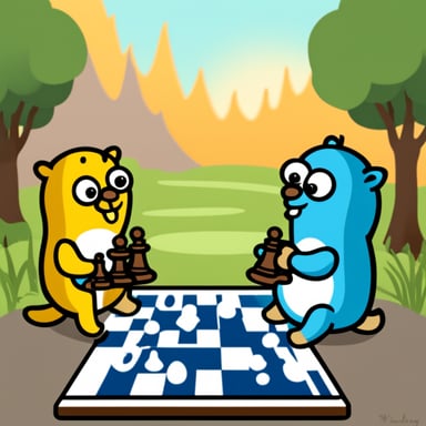 Go Blue Gopher playing chess.