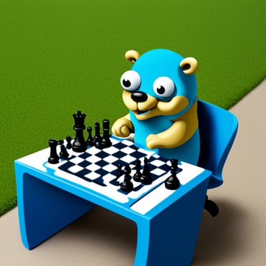 Go Blue Gopher playing chess.