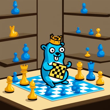 Go Blue Gopher playing chess.