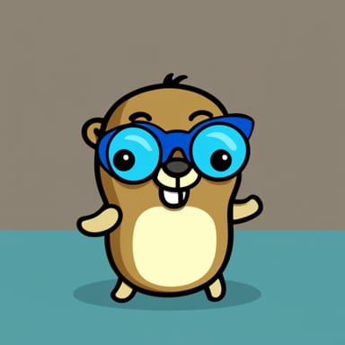 Go Blue Gopher is a visually impaired gopher with glasses.