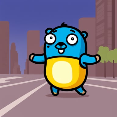 Go Blue Gopher friendly with Android Man.