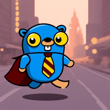 Go Blue Gopher friendly with Android Man.