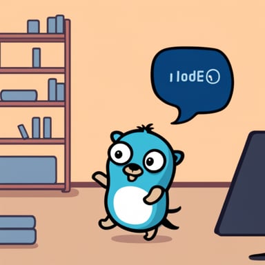Go Blue Gopher sees the NodeJS icon and shows dislike.