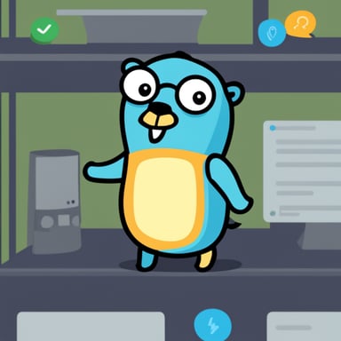 Go Blue Gopher sees NodeJS icon and dislikes it.