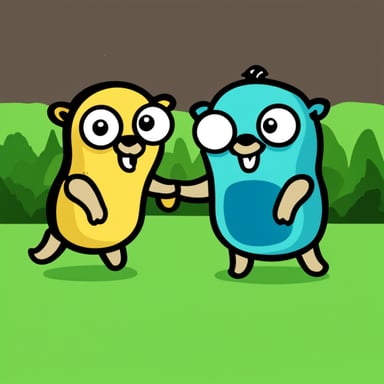Go Blue Gopher vs JavaScript fight