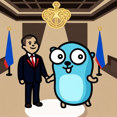 Go blue gopher and Russian President