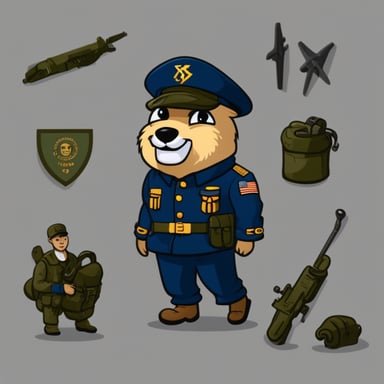 Go Blue Gopher in a military T-shirt with the inscription ZoV
