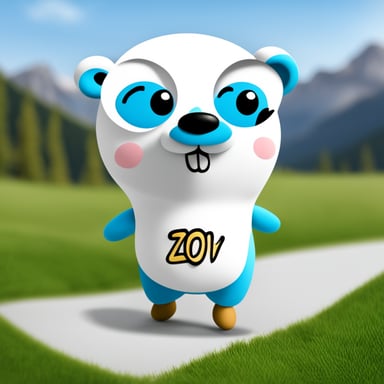 Go Blue Gopher in a white T-shirt with the inscription ZoV