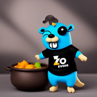 Go Blue Gopher in a black T-shirt with the inscription ZoV