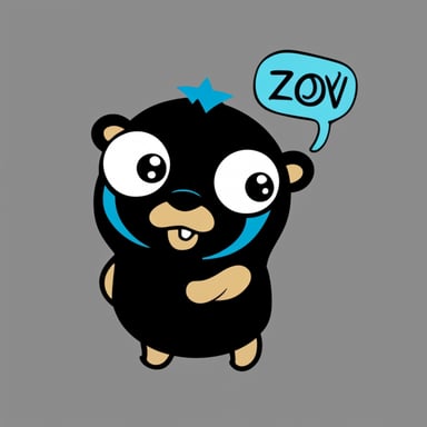 Go Blue Gopher in a black T-shirt with the inscription ZoV