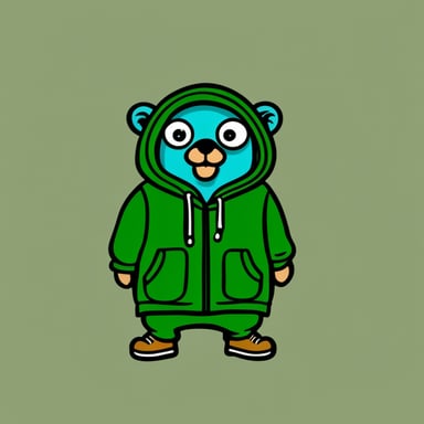 Go Blue Gopher in a green hoodie with the inscription ZoV